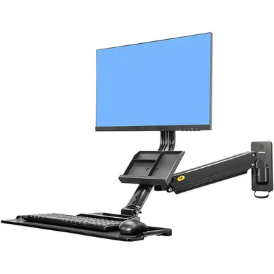 North Bayou Ergonomic Sit/Stand Desktop Workstation with Monitor Mount & Keyboard Tray - Black