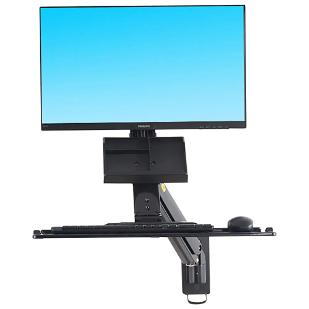 North Bayou Ergonomic Sit/Stand Desktop Workstation with Monitor Mount & Keyboard Tray - Black