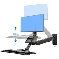 North Bayou Ergonomic Sit/Stand Desktop Workstation with Monitor Mount & Keyboard Tray - Black