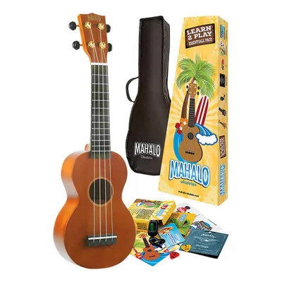 Mahalo MRI Rainbow Learn to Play Ukulele Essentials Pack - Transparent Brown