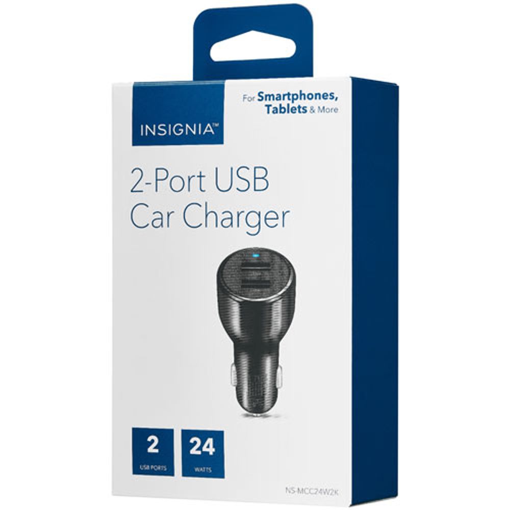 Insignia 24W Dual USB Car Charger - Black - Only at Best Buy