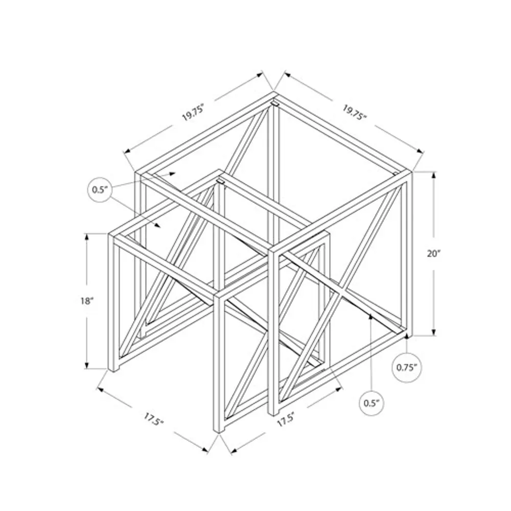 Monarch X-Leg Modern 2-Piece Nesting Table Set