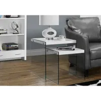 Monarch Chic Contemporary 2-Piece Nesting Table Set - White/Glass