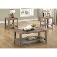 Monarch Contemporary 3-Piece Coffee Table & End Tables Set with Half Shelves