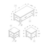 Monarch Contemporary 3-Piece Coffee Table & End Tables Set with Half Shelves