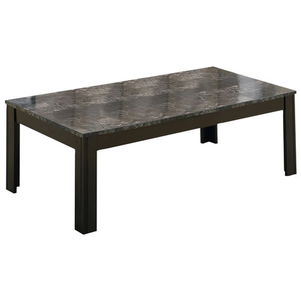 Monarch Contemporary 3-Piece Coffee Table & End Tables Set - Grey Marble/Black