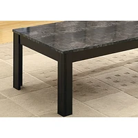 Monarch Contemporary 3-Piece Coffee Table & End Tables Set - Grey Marble/Black