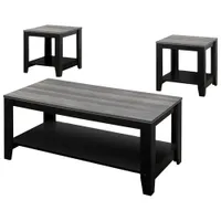 Monarch Contemporary 3-Piece Coffee Table & End Tables Set with Shelves