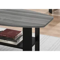 Monarch Rounded Contemporary 3-Piece Coffee Table & End Tables Set with Shelves - Oak Grey/Black