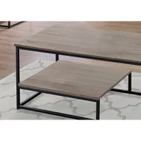 Monarch Contemporary 3-Piece Coffee Table & End Tables Set with Half Shelves - Taupe/Black