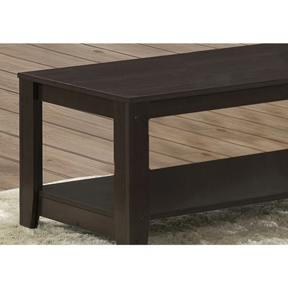 Monarch Contemporary 3-Piece Coffee Table & End Tables Set with Shelves