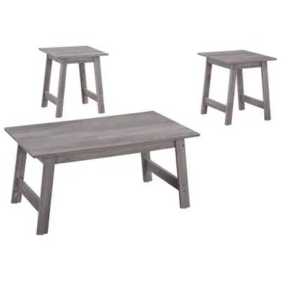 Monarch Angled-Leg Contemporary 3-Piece Coffee Table & End Tables Set