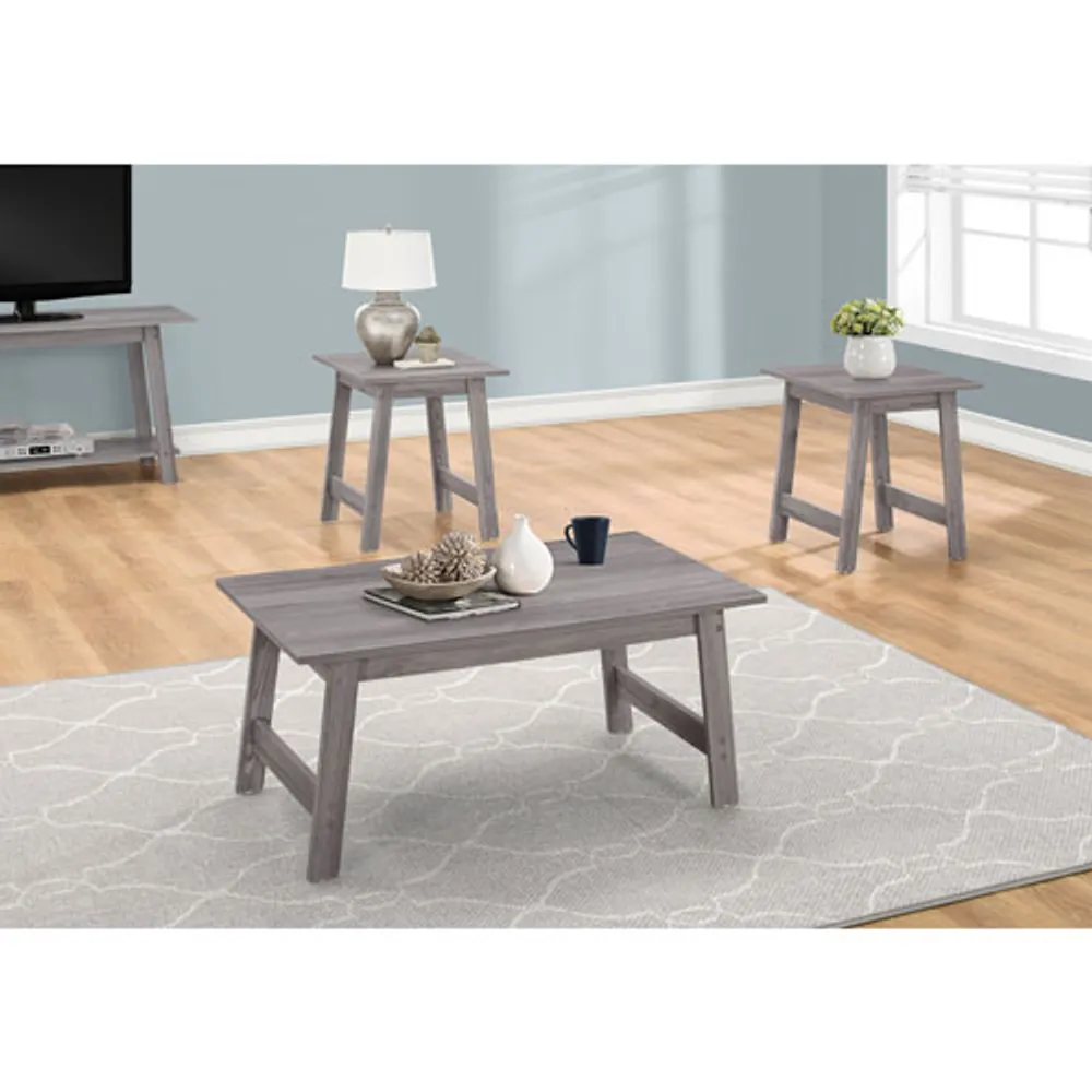 Monarch Angled-Leg Contemporary 3-Piece Coffee Table & End Tables Set