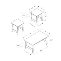 Monarch Angled-Leg Contemporary 3-Piece Coffee Table & End Tables Set