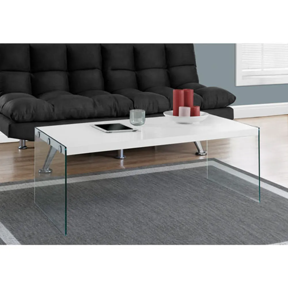 Monarch Modern Rectangular Coffee Table with Tempered Glass Side