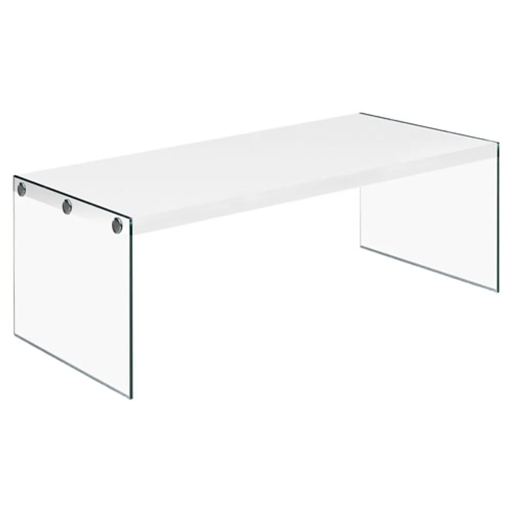 Monarch Modern Rectangular Coffee Table with Tempered Glass Side