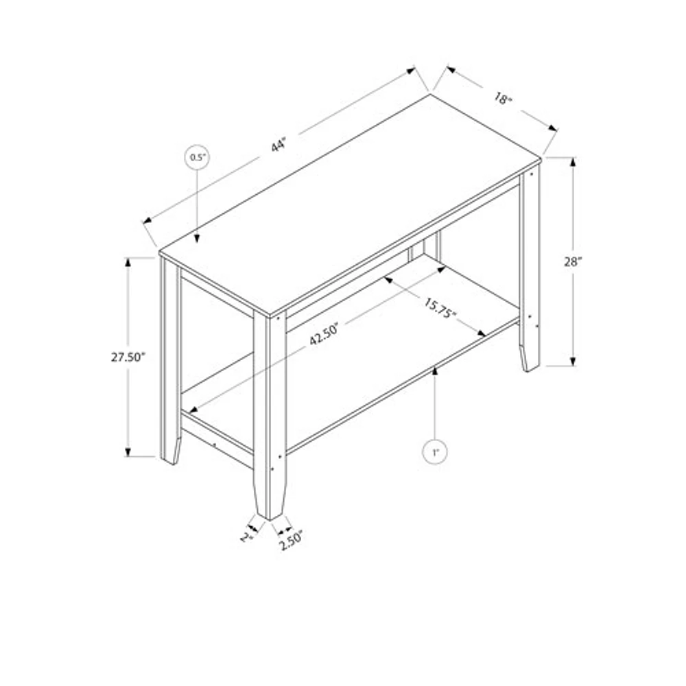 Monarch Contemporary Rectangular Console Table - Dark Taupe