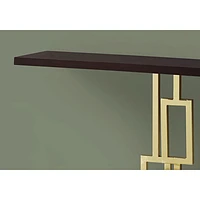 Monarch Modern Rectangular Console Accent Table with Geometric Base - Cappuccino