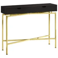 Monarch Modern Rectangular Console Table with Drawer - Cappucino/Gold