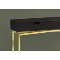 Monarch Modern Rectangular Console Table with Drawer - Cappucino/Gold