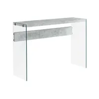 Monarch Modern Rectangular Side Console Table - Grey Cement/Glass