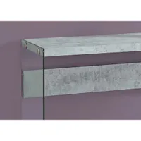 Monarch Modern Rectangular Side Console Table - Grey Cement/Glass