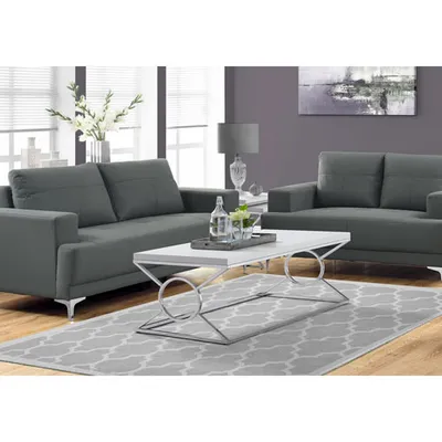 Monarch Modern Rectangular Coffee Table - White/Chrome