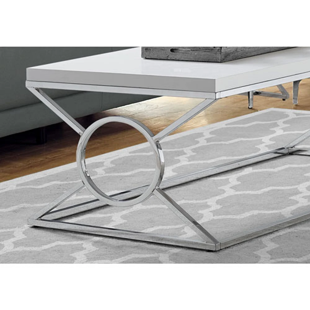 Monarch Modern Rectangular Coffee Table - White/Chrome