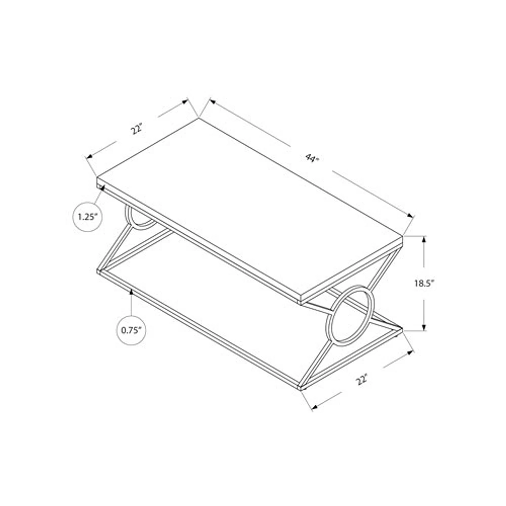 Monarch Modern Rectangular Coffee Table - White/Chrome