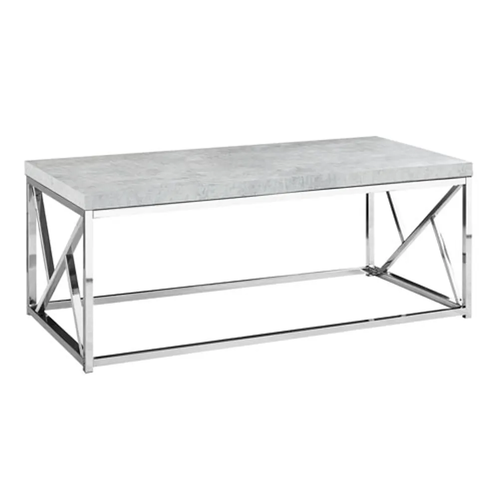 Monarch Modern Rectangular Coffee Table with Cement-Look Table Top - Grey