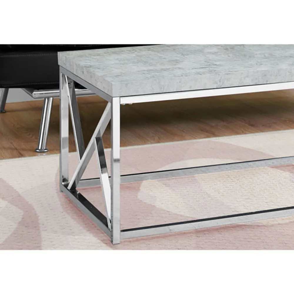 Monarch Modern Rectangular Coffee Table with Cement-Look Table Top - Grey