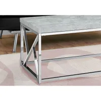 Monarch Modern Rectangular Coffee Table with Cement-Look Table Top - Grey