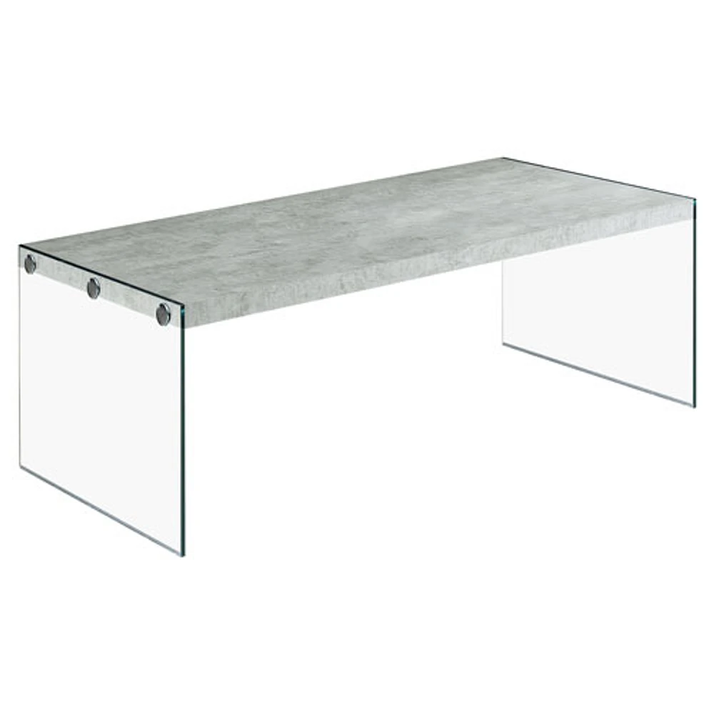 Monarch Modern Rectangular Coffee Table with Tempered Glass Side - Grey