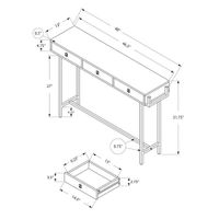 Monarch Modern Rectangular Three-Drawer Console Accent Table