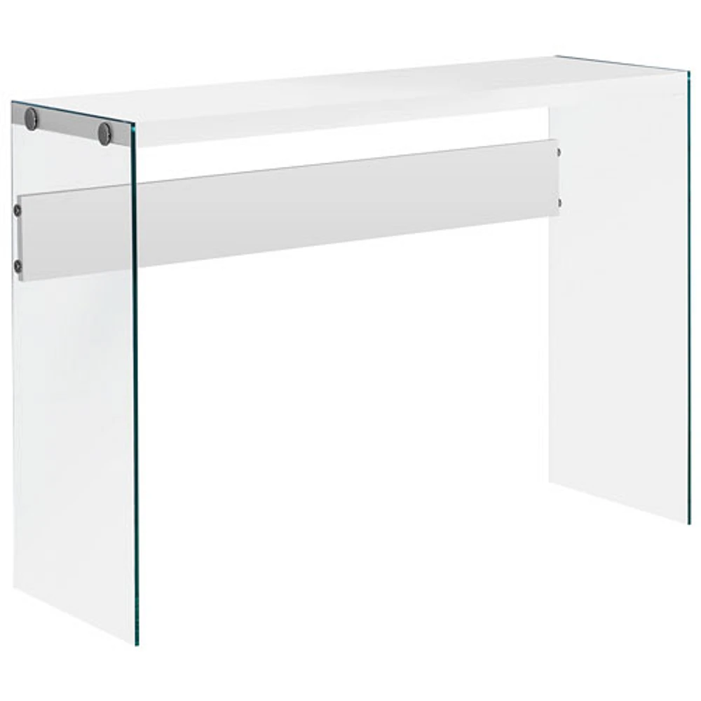 Monarch Modern Rectangular Glass Side Console Table - White