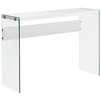 Monarch Modern Rectangular Glass Side Console Table - White