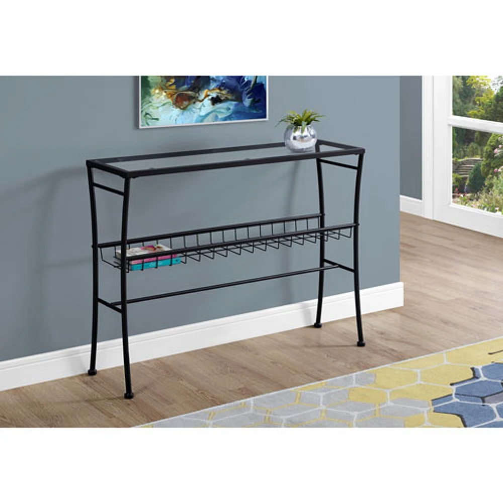 Monarch Modern Rectangular Hall Console Table - Black