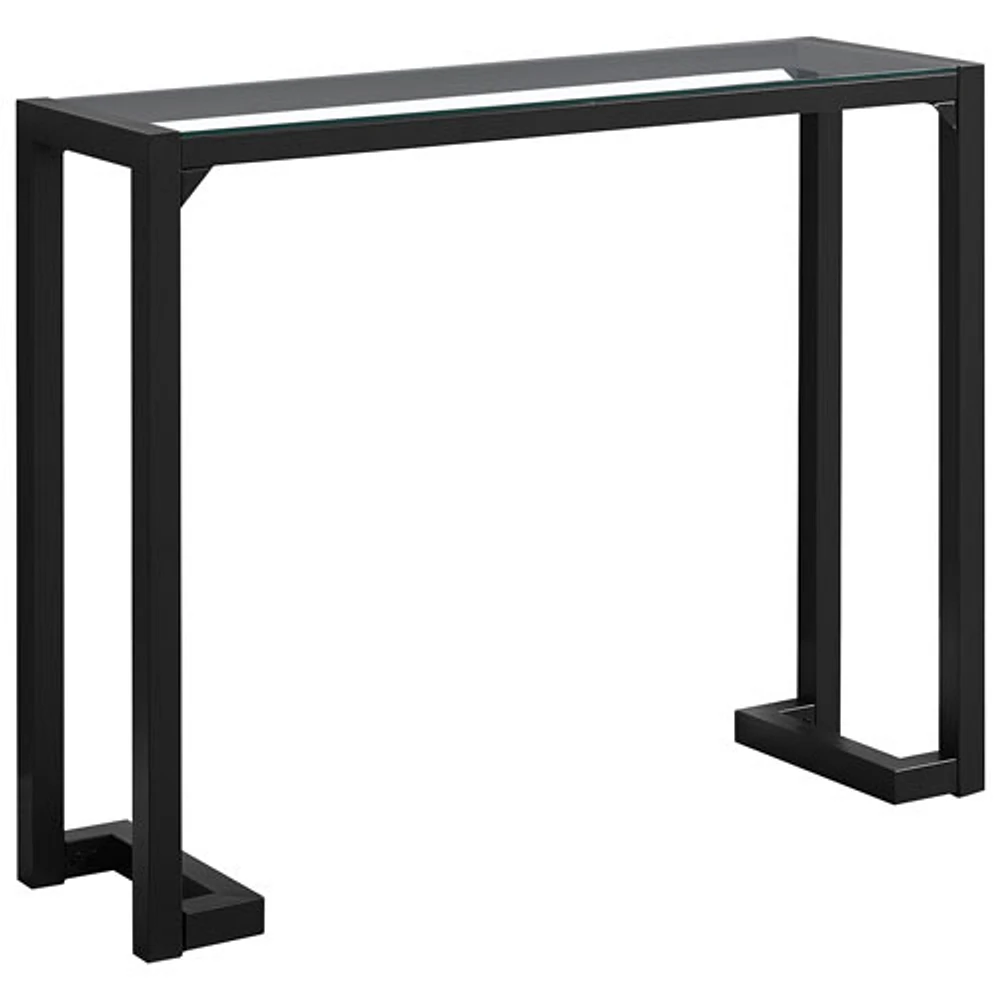 Monarch Modern Rectangular Glass Top Console Accent Table - Black