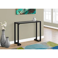 Monarch Modern Rectangular Glass Top Console Accent Table - Black