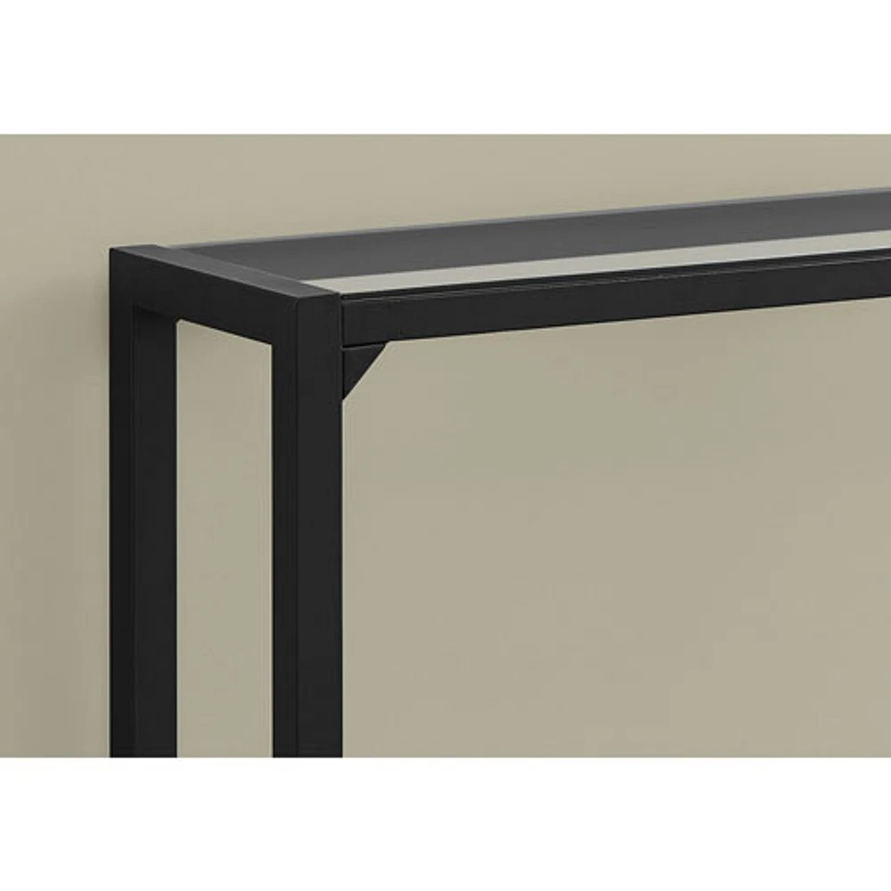 Monarch Modern Rectangular Glass Top Console Accent Table - Black