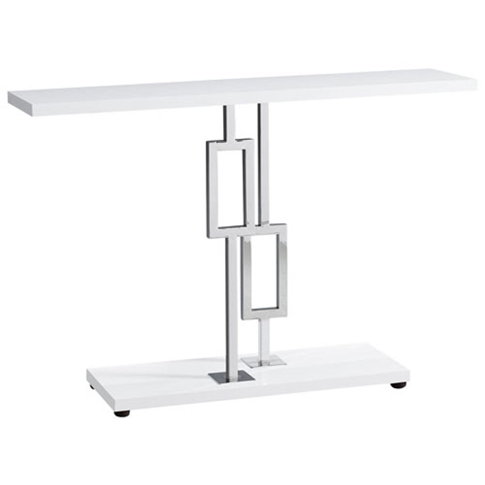 Monarch Modern Rectangular Chrome Based Console Accent Table - White