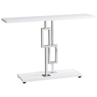 Monarch Modern Rectangular Chrome Based Console Accent Table - White