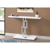 Monarch Modern Rectangular Chrome Based Console Accent Table - White