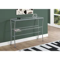 Monarch Modern Rectangular Glass Top Console Table - Silver