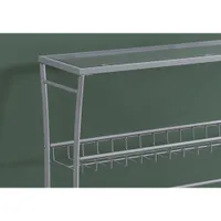 Monarch Modern Rectangular Glass Top Console Table - Silver