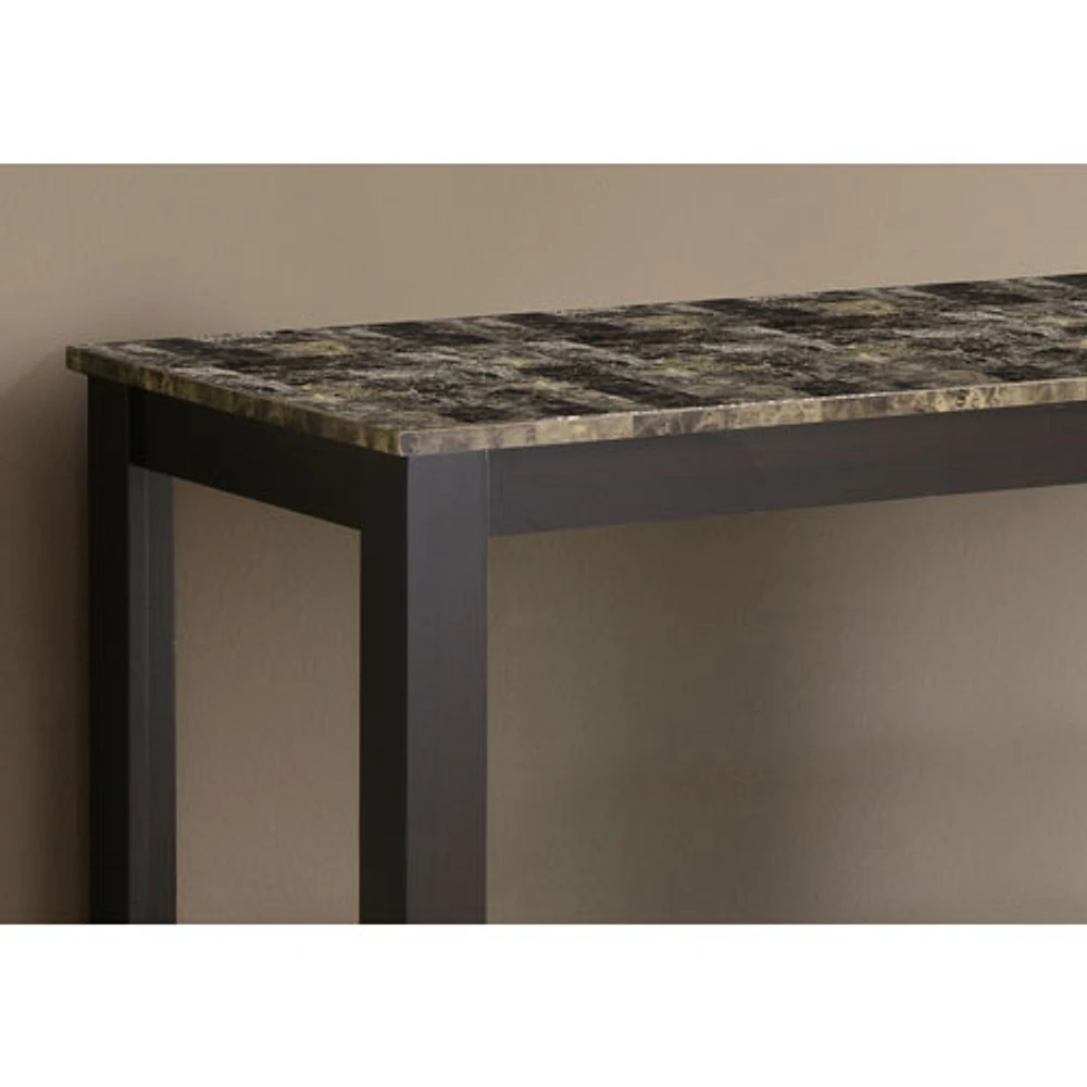 Monarch Contemporary Rectangular Marble-look Console Sofa Table - Cappuccino