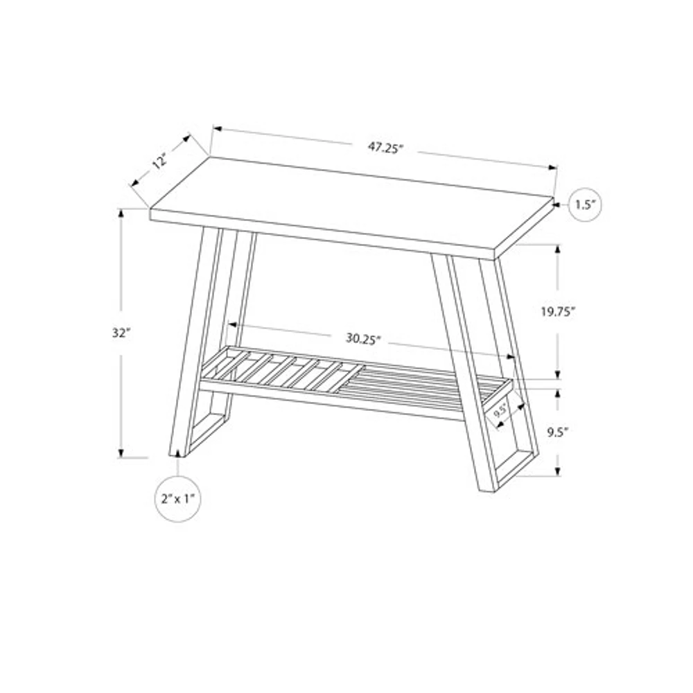 Monarch Modern Rectangular Console Accent Table - Dark Taupe