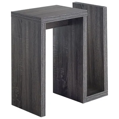 Table d'appoint rectangulaire moderne avec rangement ouvert de Monarch - Gris