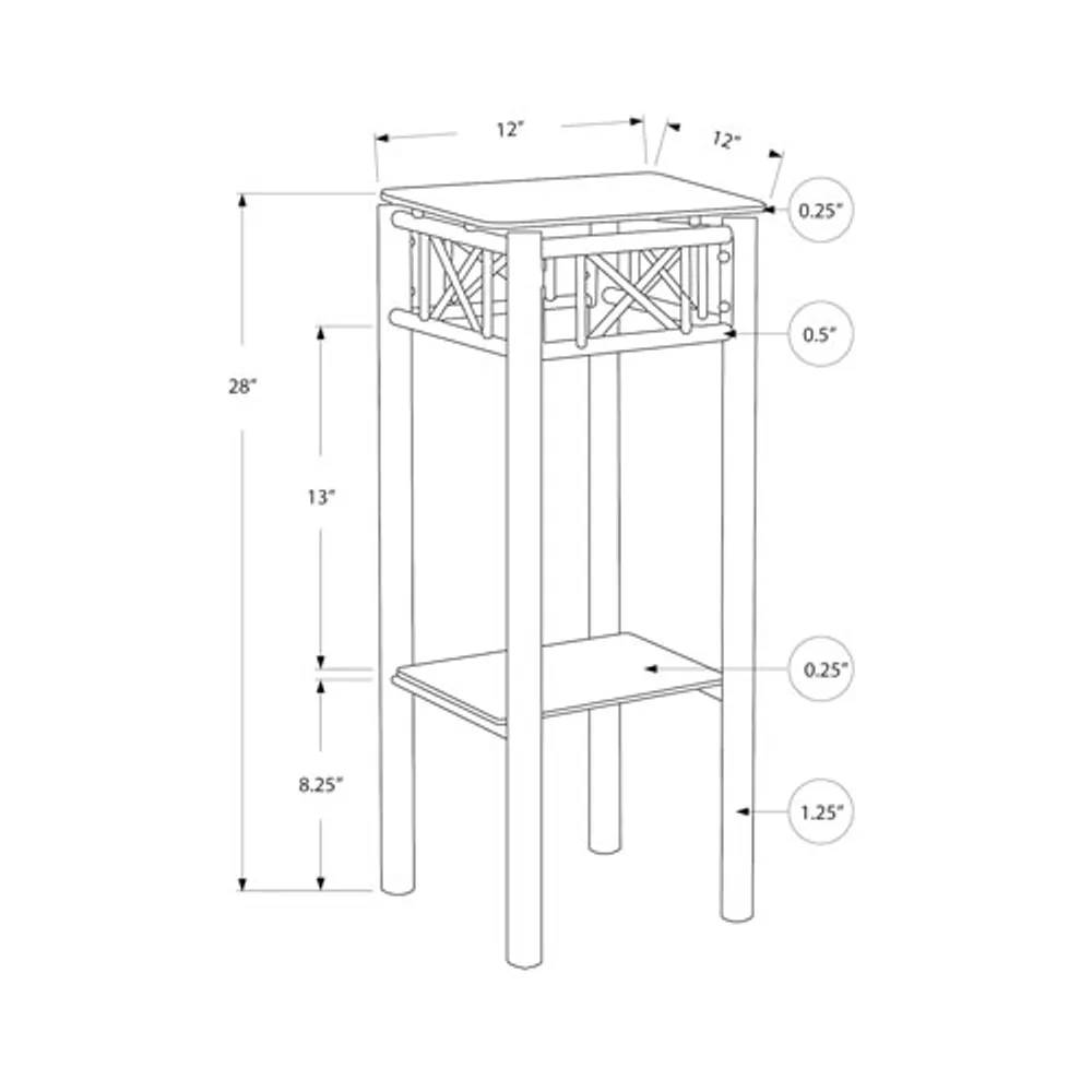 Monarch Modern Square Stand Accent Table - Black