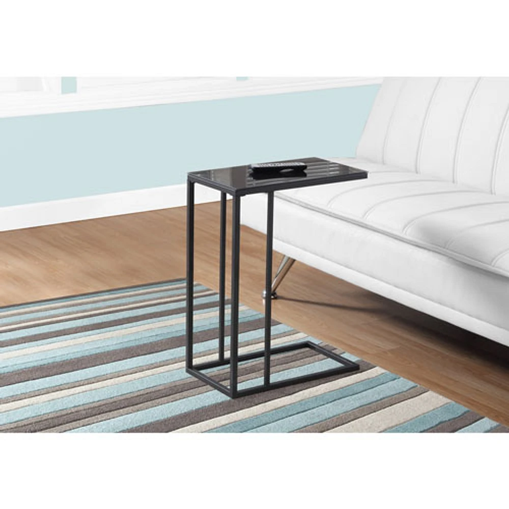 Monarch Modern Rectangular Glass Top Accent Table - Black